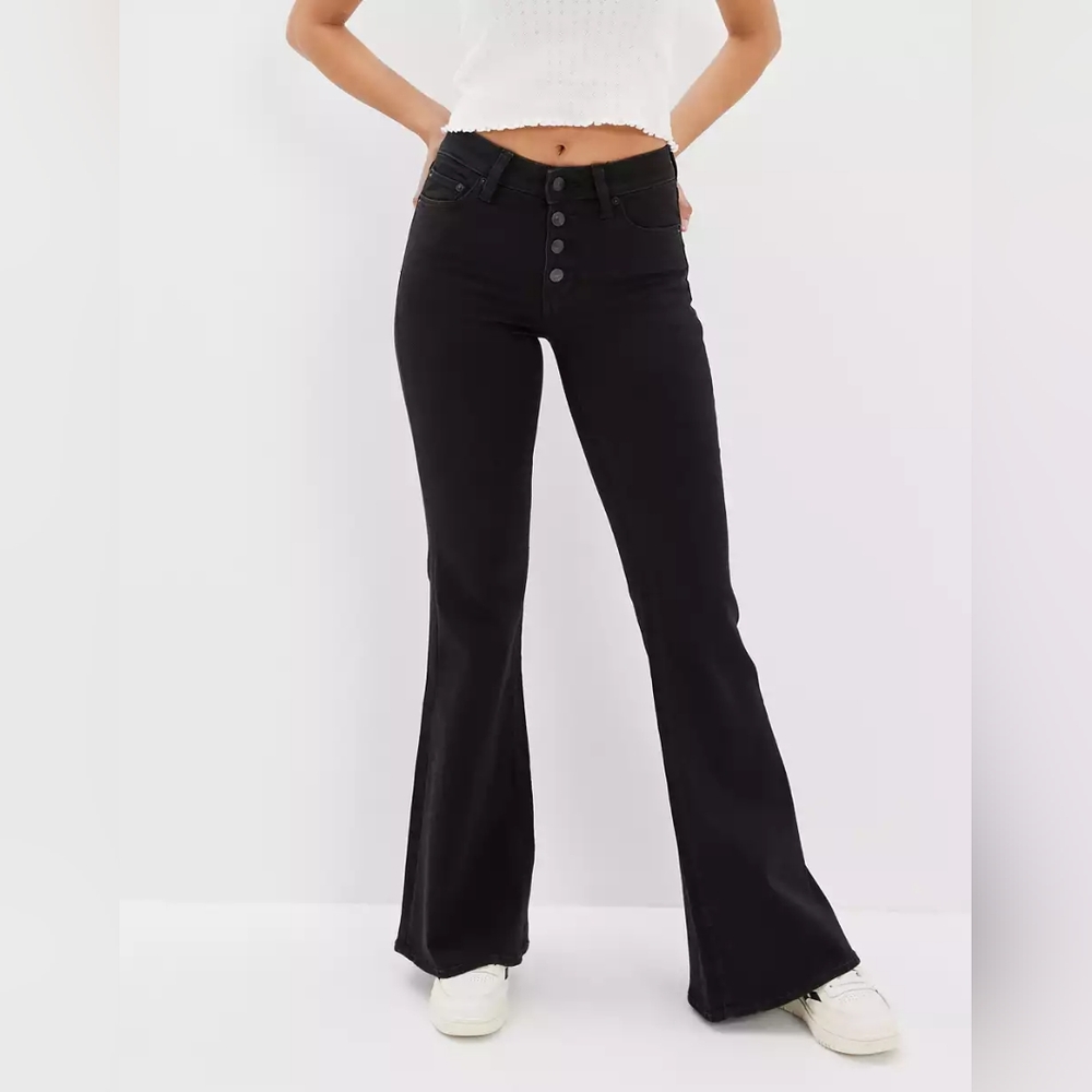American Eagle Black Highrise Flare Jeans Size 8